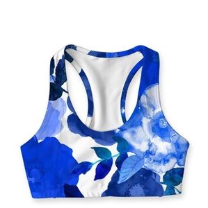 Pineapple Clothing Blue Floral Sports Bra NWOT